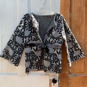 Heather B wool blend tie front jacket Size Large